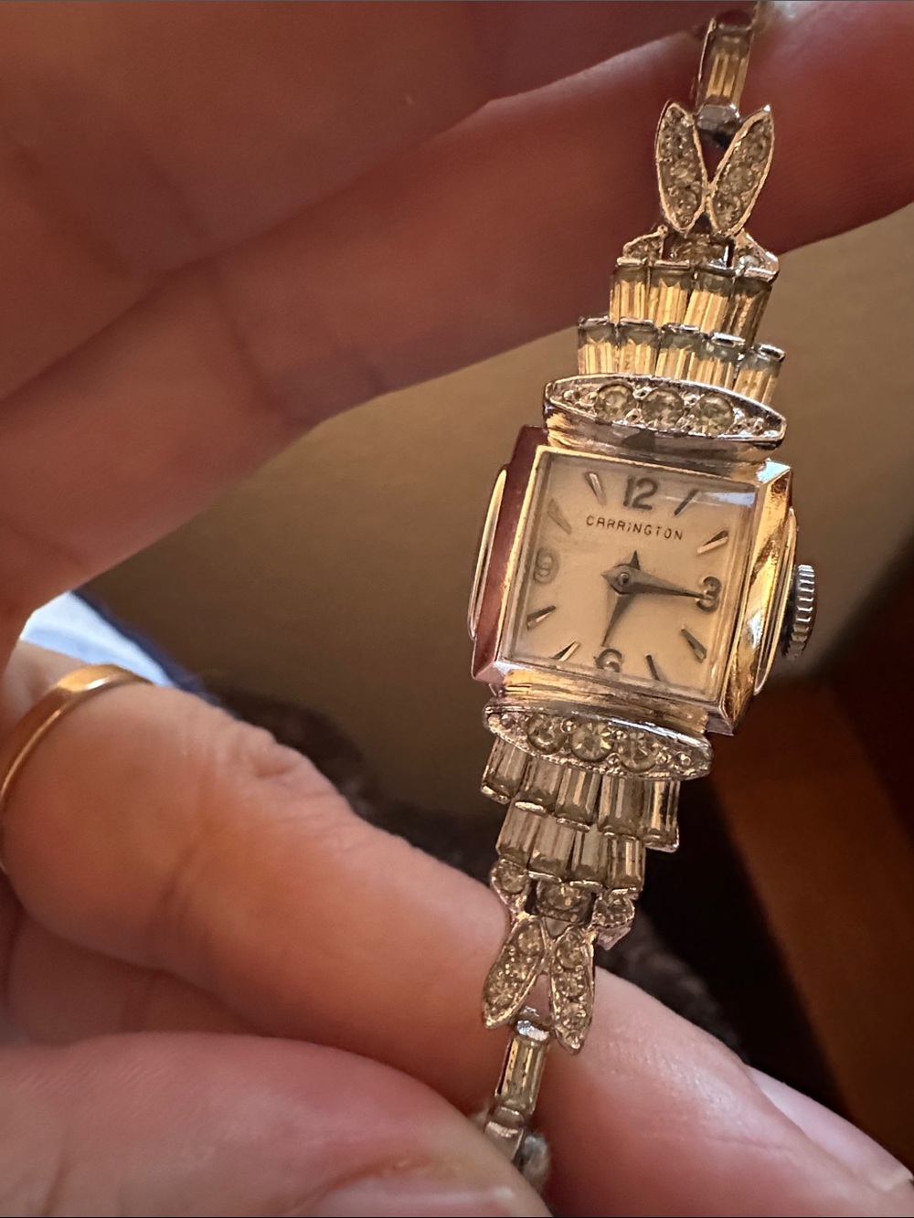 Vintage Silver-Tone Women's Bracelet Watch with Crystal Accents gold filled